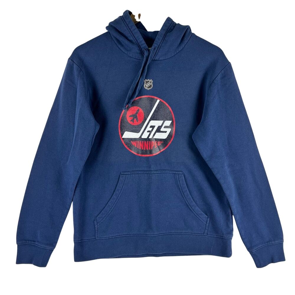 Fanatics Mens NHL Winnipeg Jets Retro Circle Logo Pullover Hoodie Navy Blue M